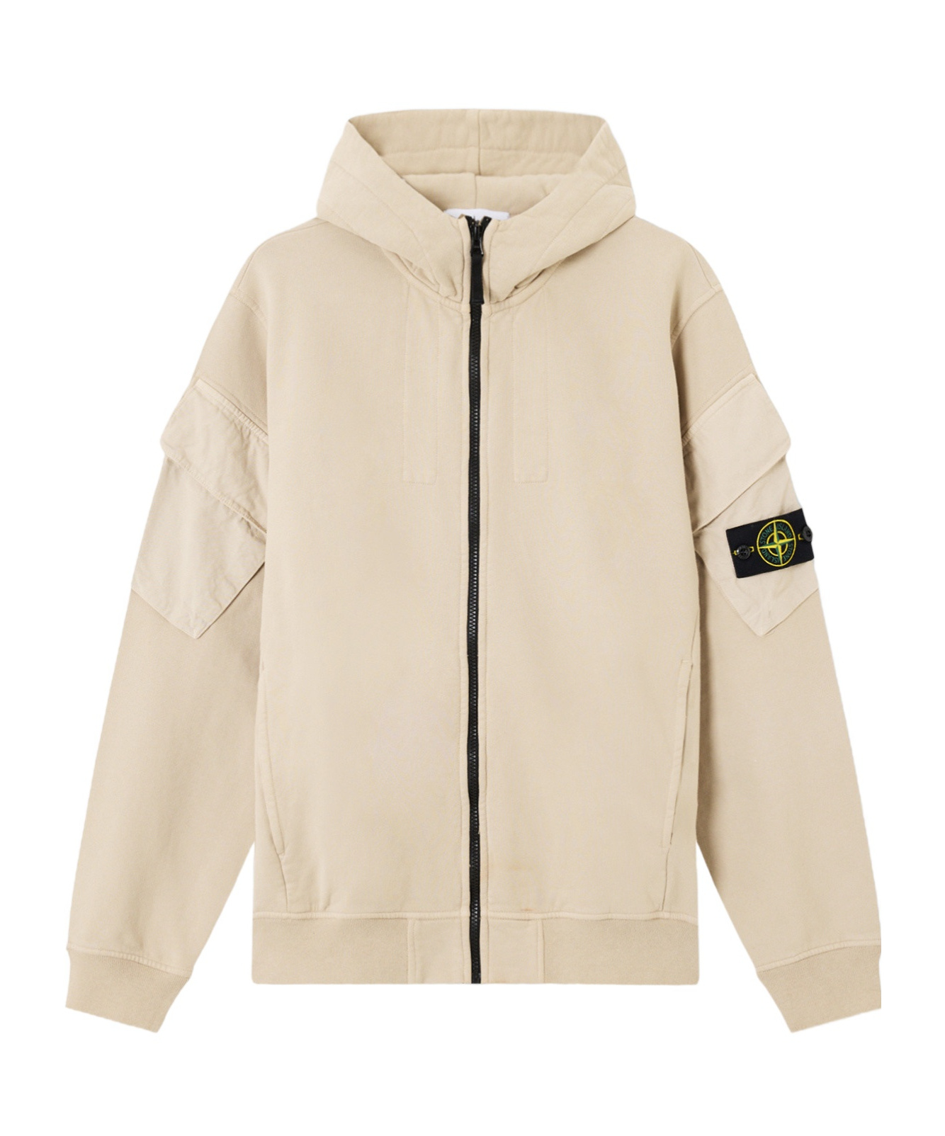 Stone Island Zip-up Hooded Sweatshirt In Neutral