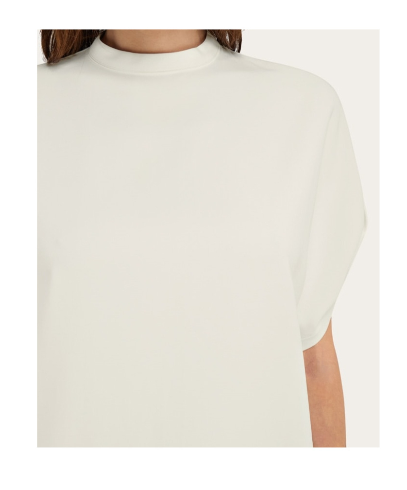 Ferragamo Crew Neck T-shirt With Turned Up Sleeve In White