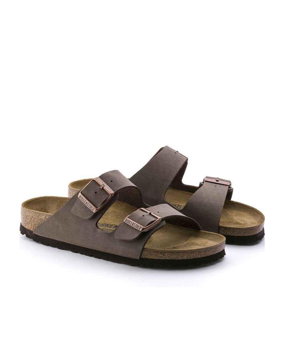 Birkenstock Arizona Birko-flor Nubuck Mocha Slipper - Size S In Black