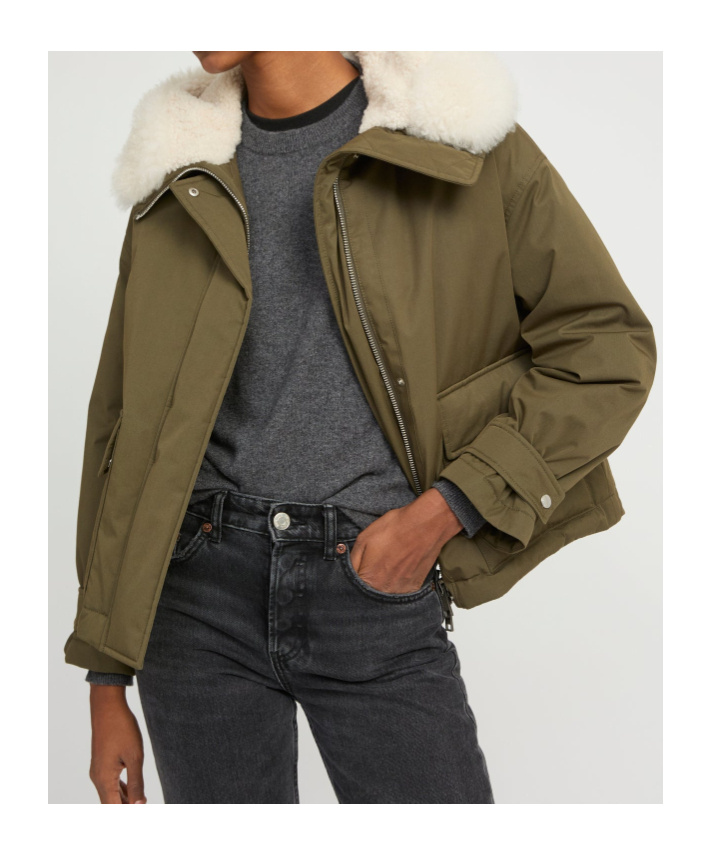 Yves Salomon Hooded Patch-pocket Jacket In Green