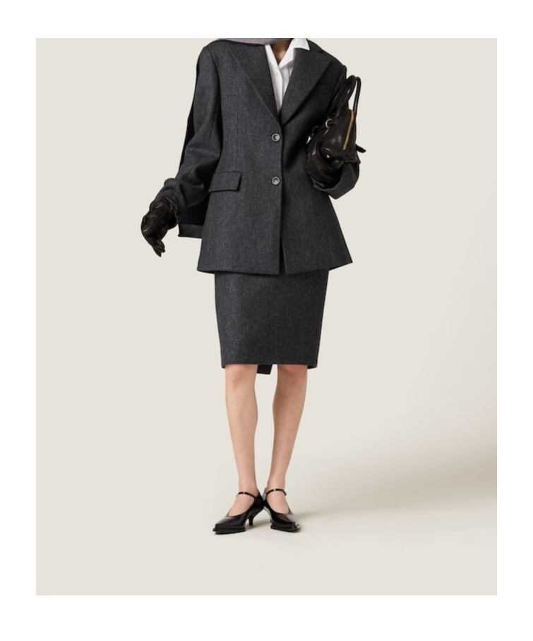 Miu Miu Double Wool Skirt In Black