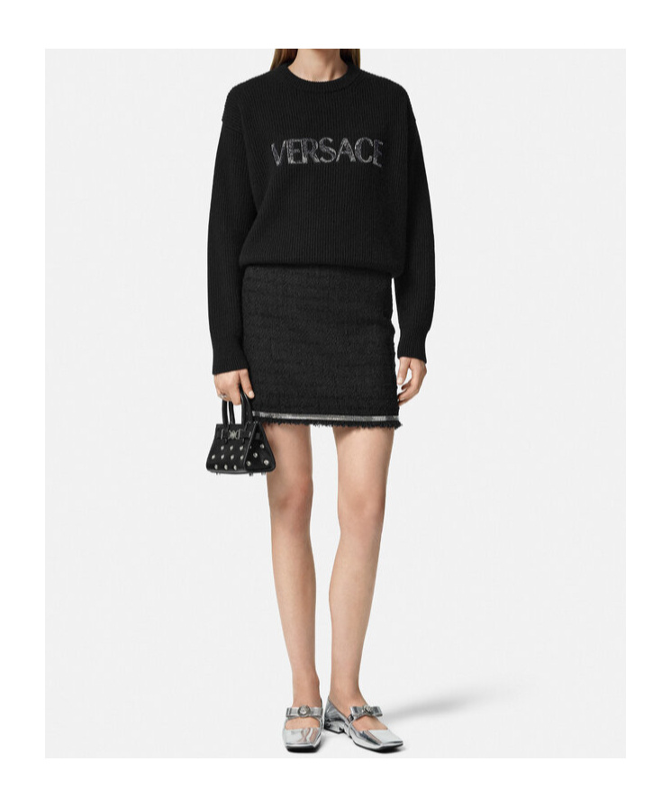 Shop Versace Logo Sweater In Black