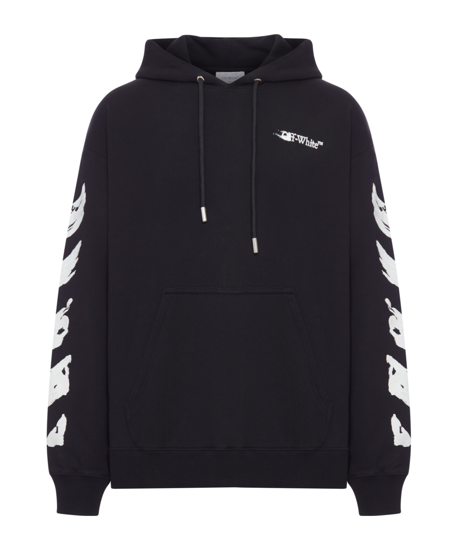 Off-white Brand-embroidery Kangaroo-pocket Relaxed-fit Cotton-jersey Hoody In Black