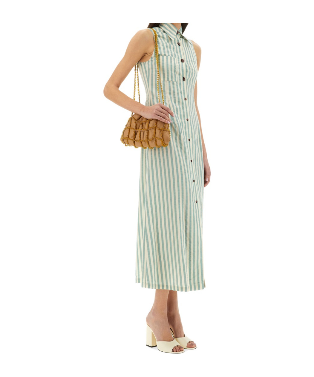Alysi Striped-pattern Sleeveless Midi Dress In Green