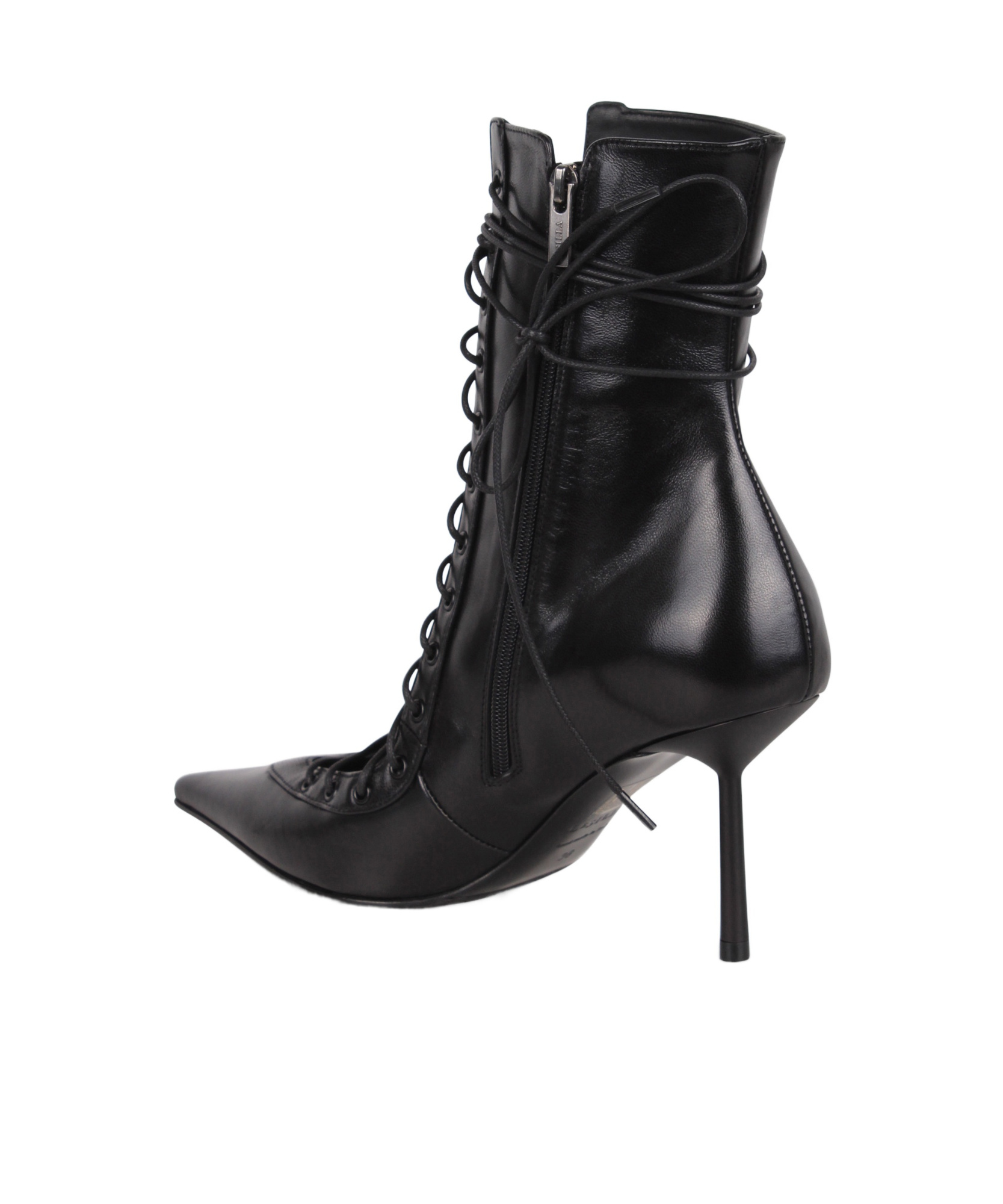 Le Silla Colette Lace-up Leather Ankle Boot In Black