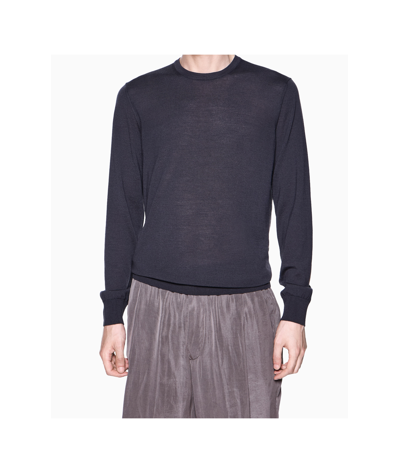 Giorgio Armani Wool Crew-neck Sweater In Blue
