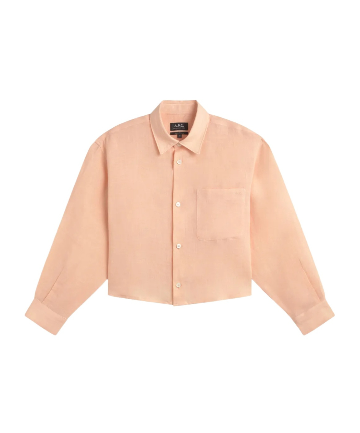 Apc A.p.c. Cropped Shirt In Peach-coloured Linen In Pink
