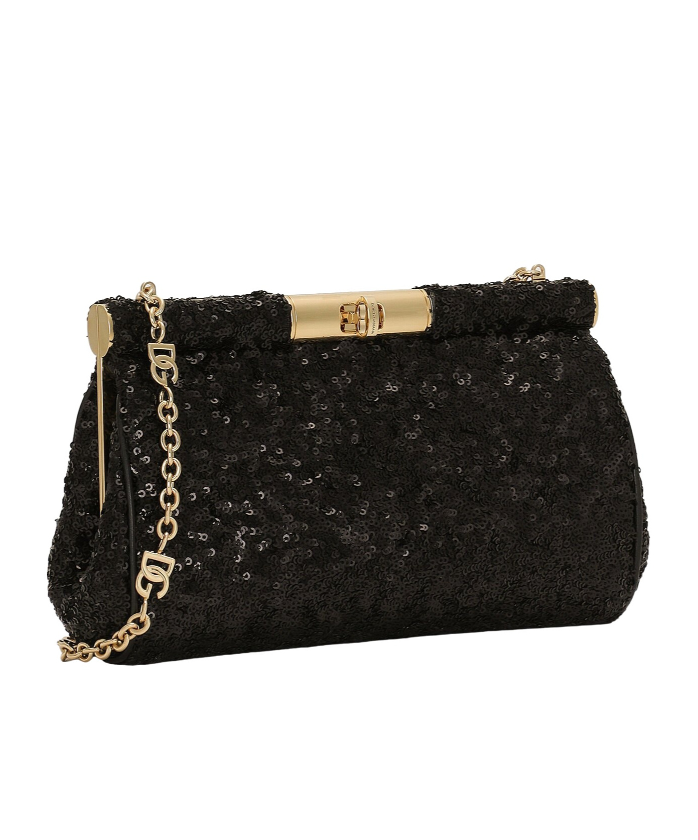 Dolce & Gabbana Sequined Clutch Bag In Black