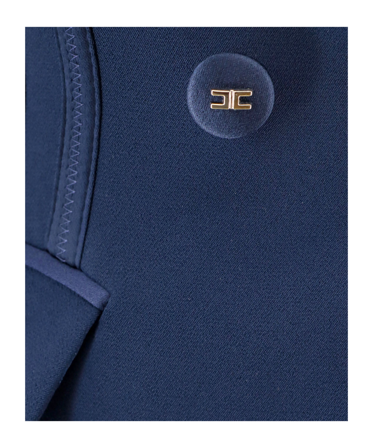 Elisabetta Franchi Tailored Blazer With Padded Shoulders And Covered Buttons In Blue