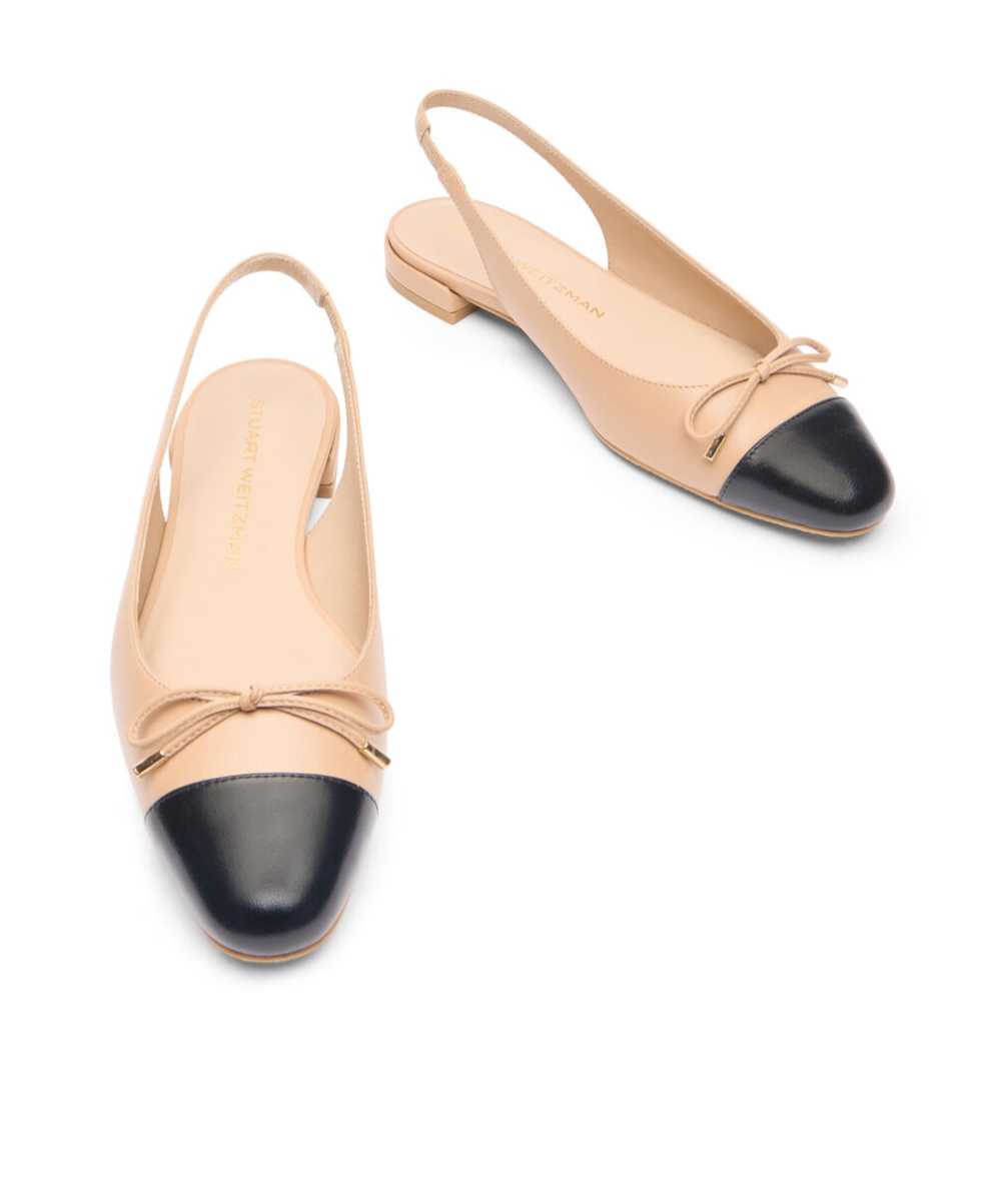 Stuart Weitzman Women's Sleek Bow Slingback Flats In Nude