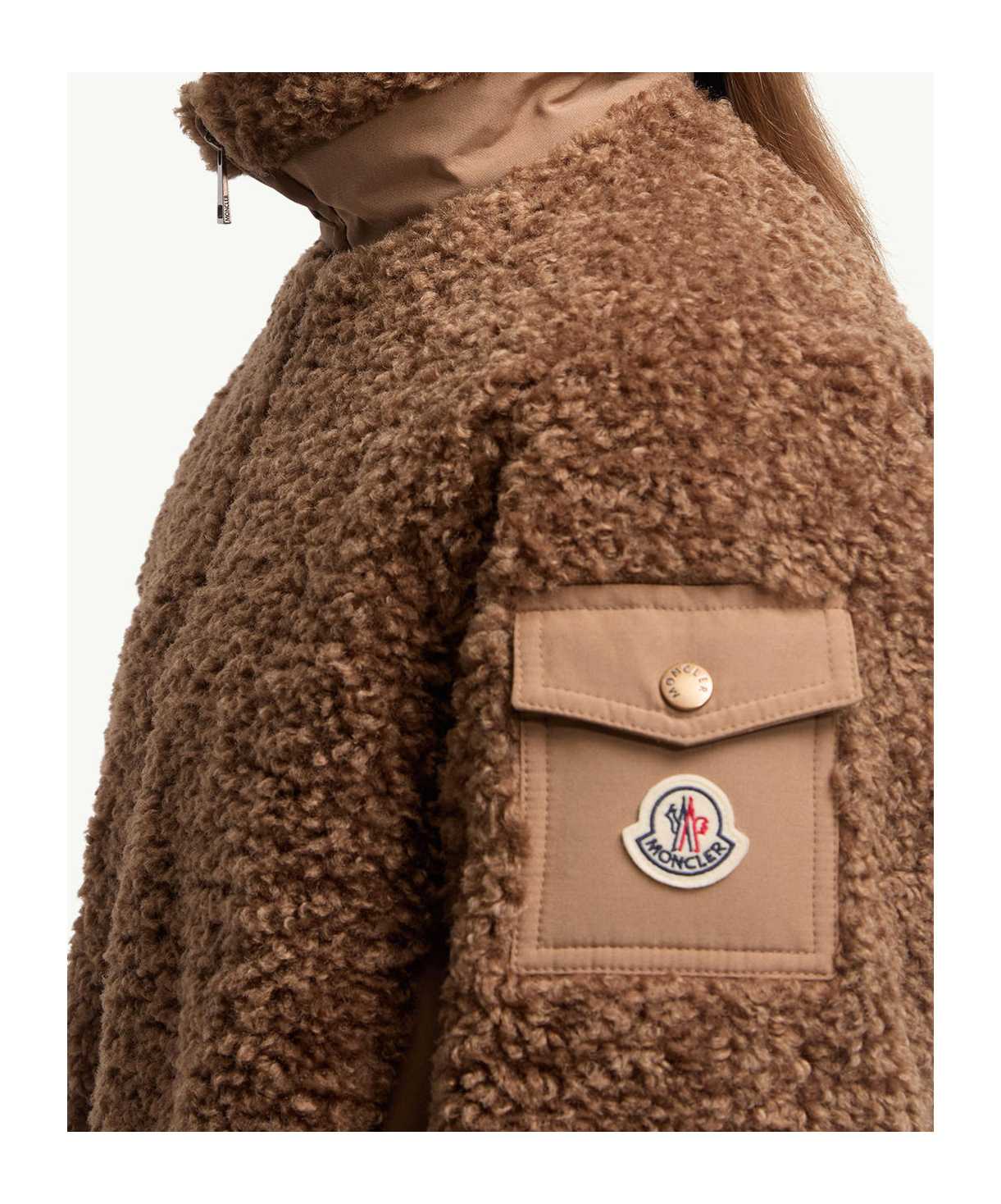 Moncler Coligny Faux Shearling Down Jacket In Brown