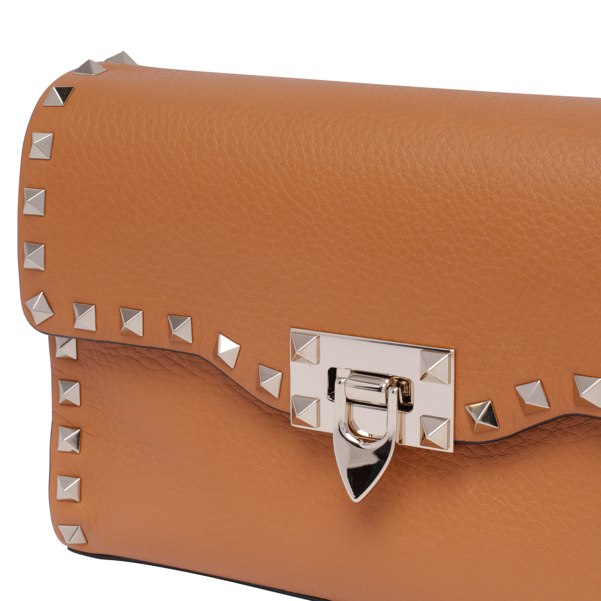 Valentino Rockstud Leather Shoulder Bag In Brown