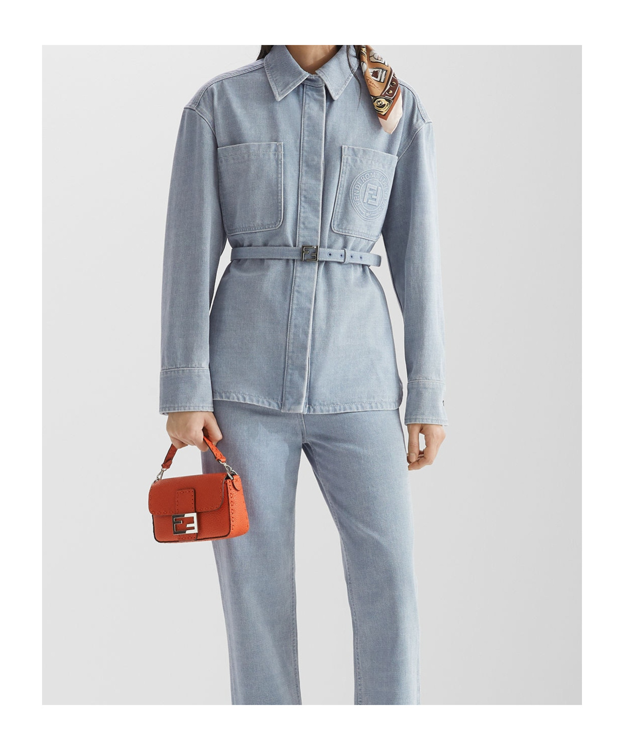 Fendi Blue Denim Go-to Jacket In Gray