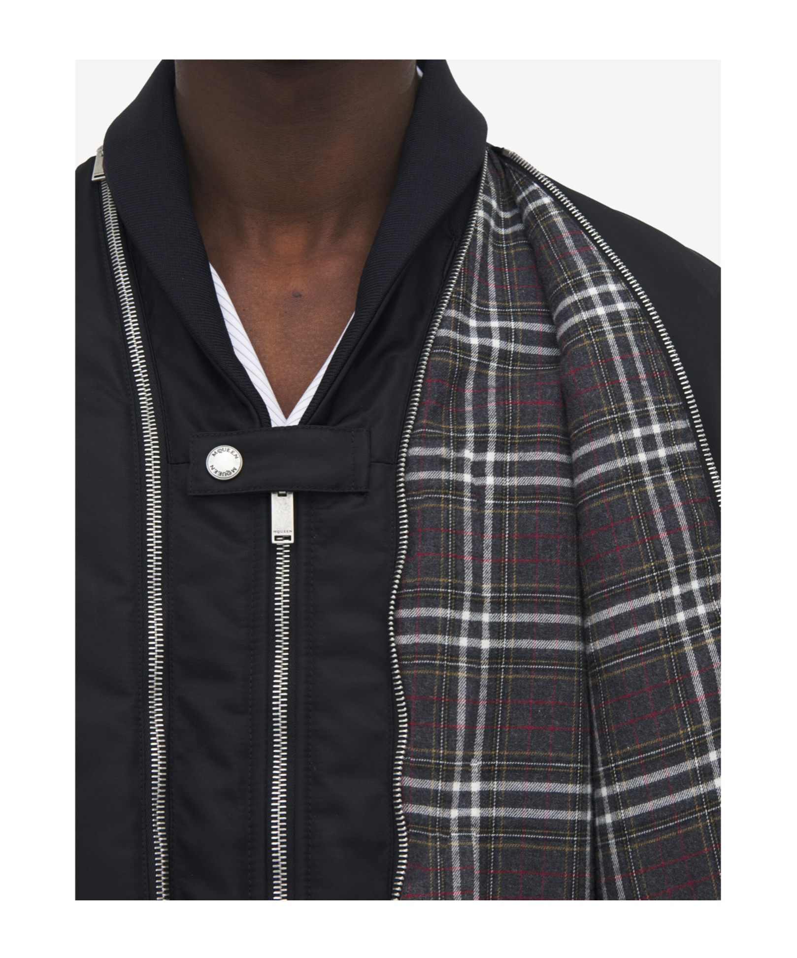 Alexander Mcqueen Mcqueen Technical Crop Bomber Jacket In Black