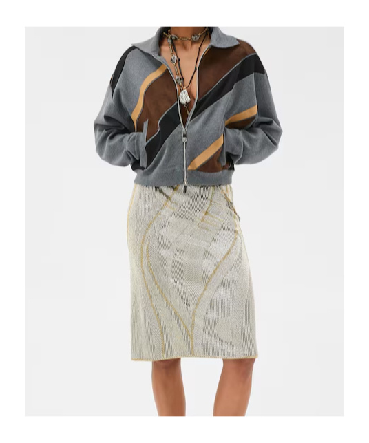 Versace Suede Patchwork Zip Jacket In Gray