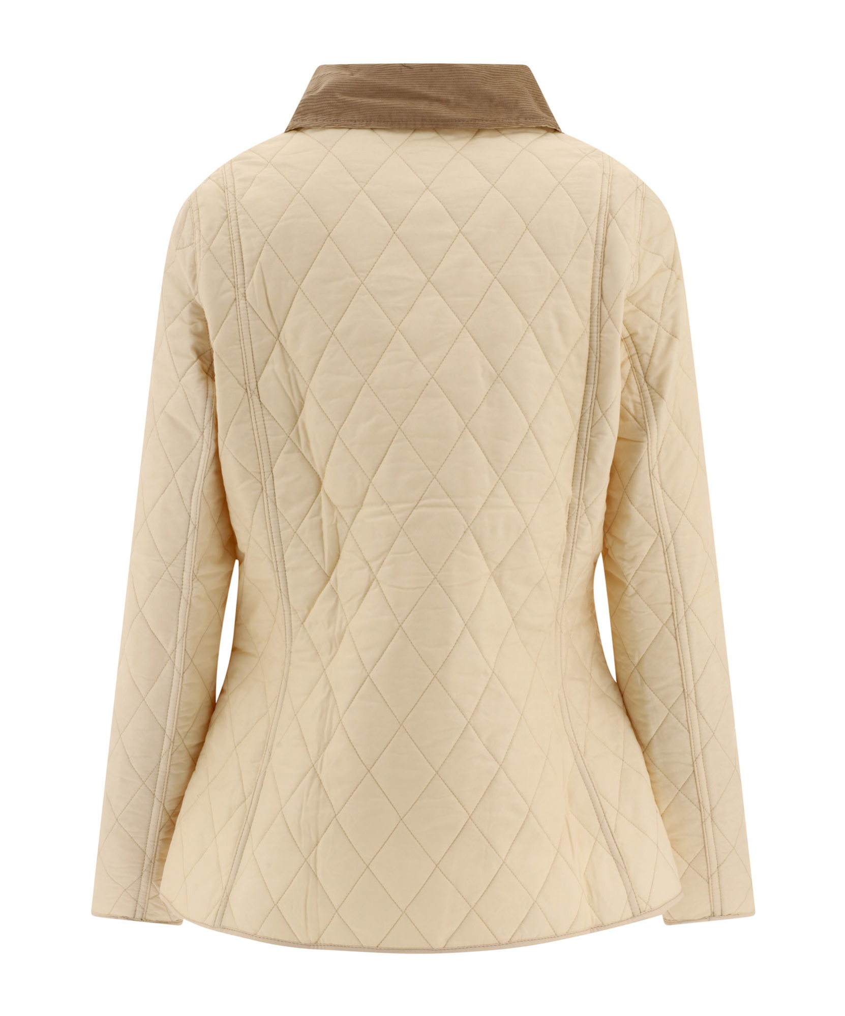Barbour Quilted Jacket With Contrast Collar And Front Pockets In Nude