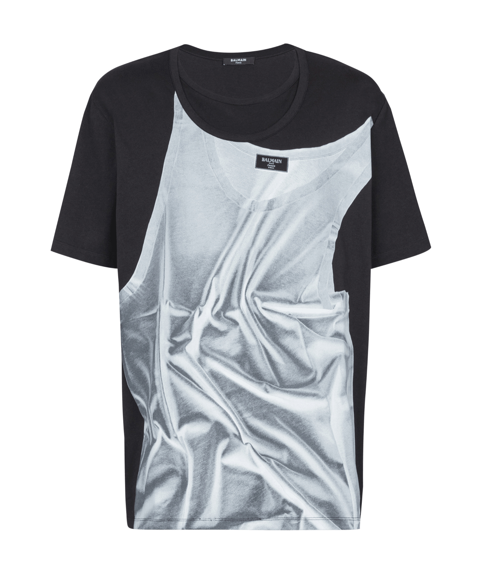 Shop Balmain T-shirt With Tank Top Print In Black