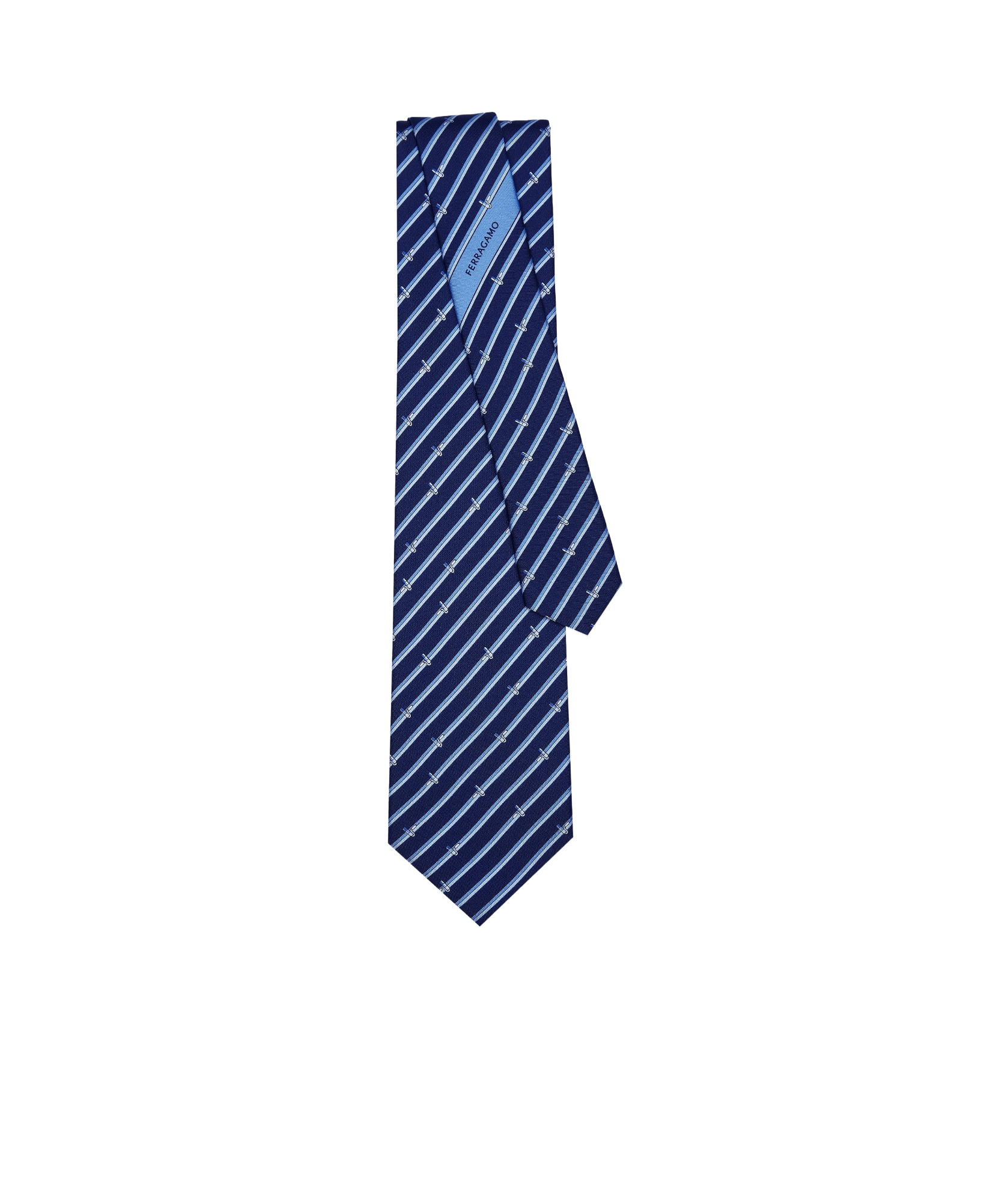 Ferragamo Printed Tie In Blue