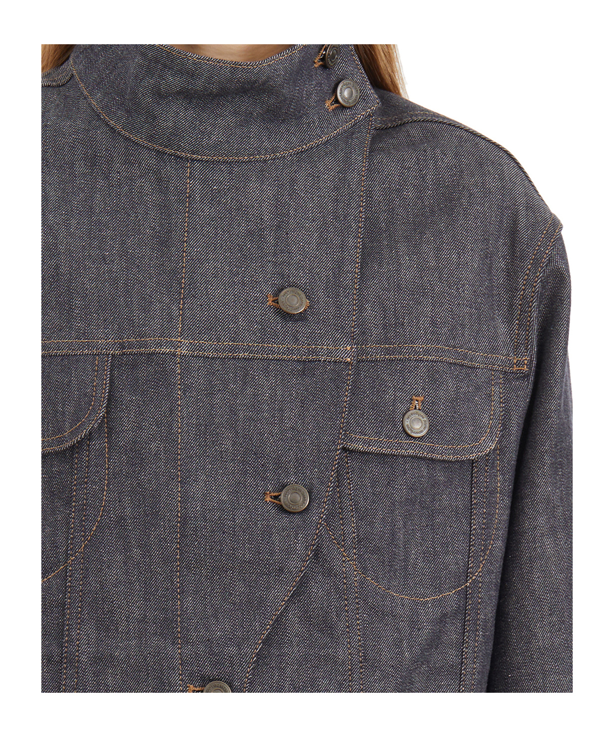 Courrèges Long-sleeved Denim Coat In Black