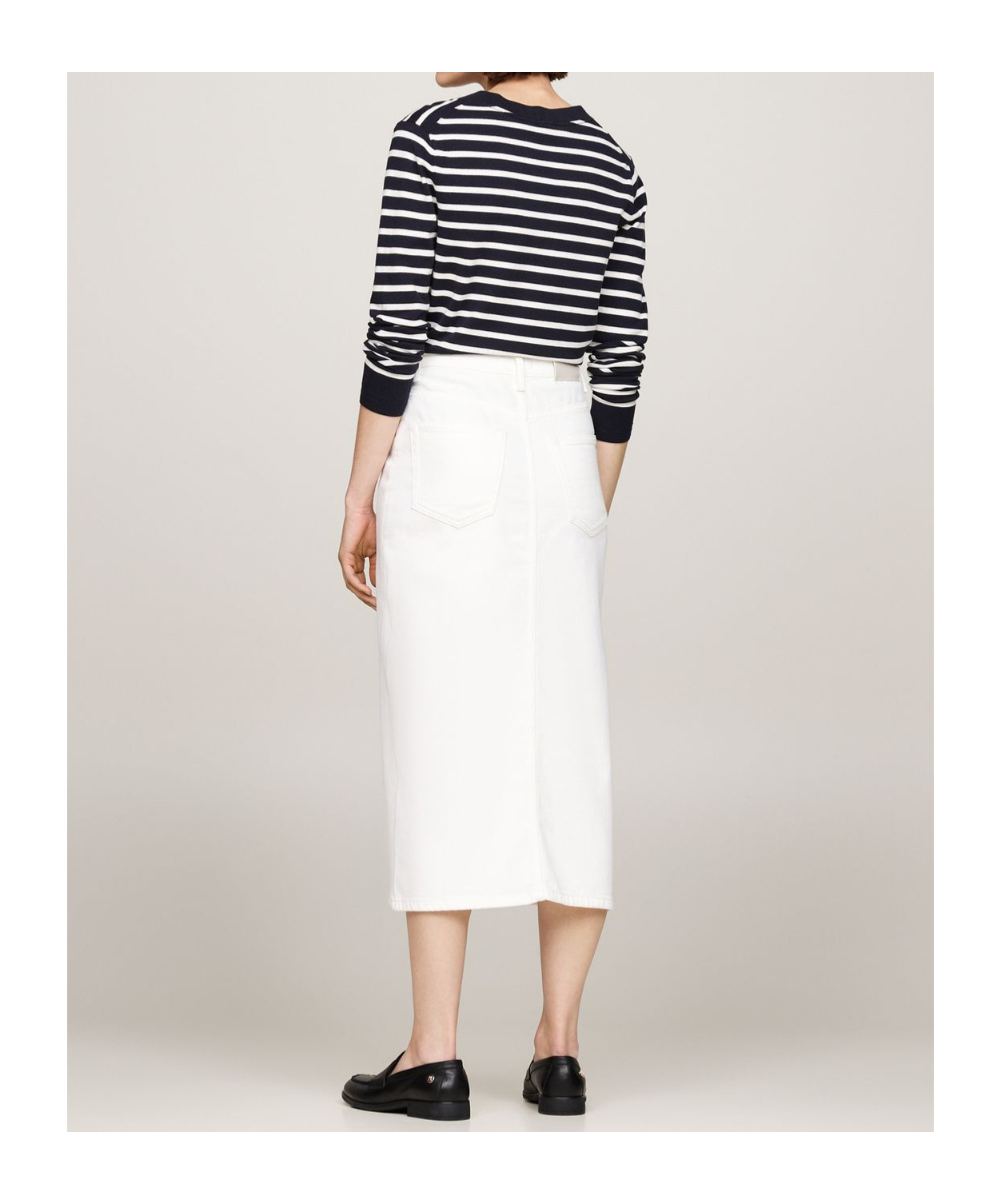 Tommy Hilfiger High-waisted Straight Midi Skirt In White