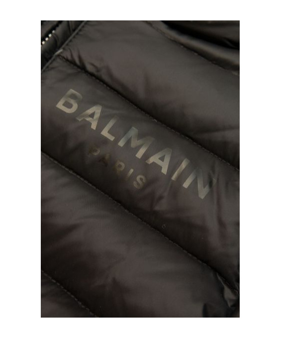 Balmain Logo Printed Padded Jacket In Black