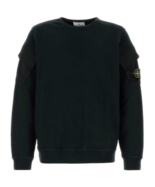 Stone Island Midnight Blue Cotton Sweatshirt In Green