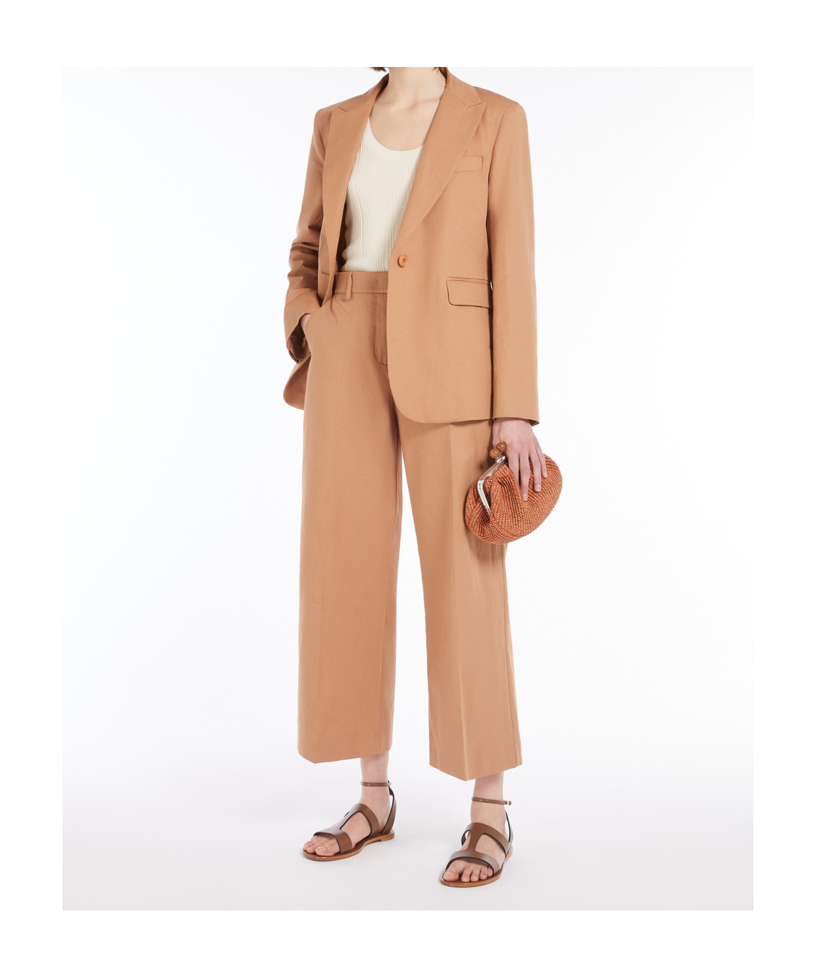 Weekend Max Mara Cotton And Linen Blazer In Desert-colored