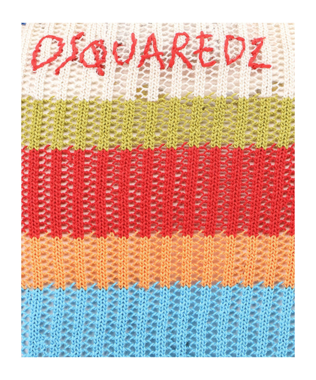 Shop Dsquared2 Knitted Maxi Dress In Blue