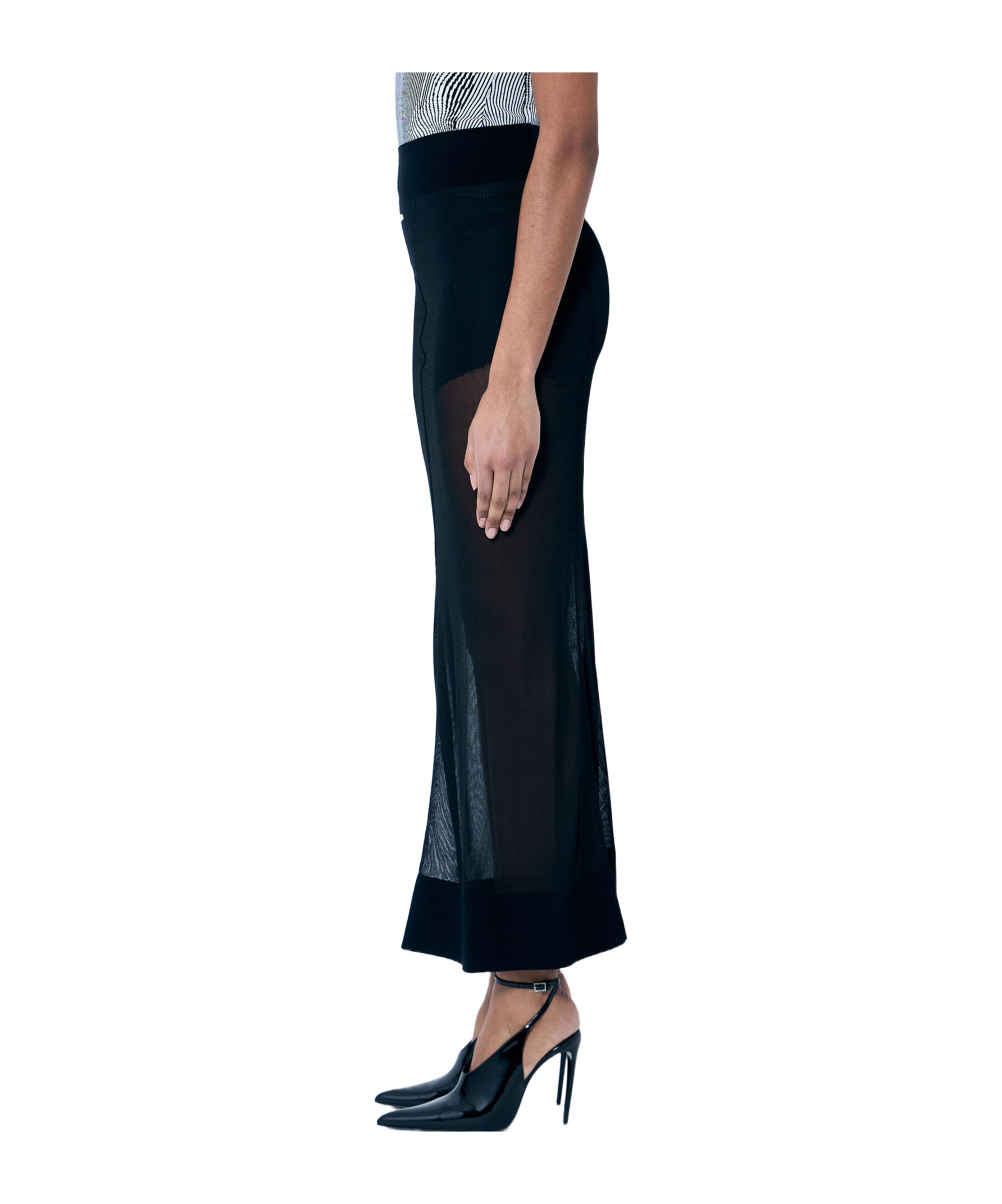 Jean Paul Gaultier Knitted Maxi Skirt In Black