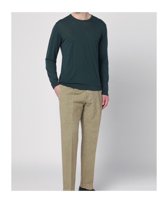 Roberto Collina Merino Wool Crewneck Sweater In Green
