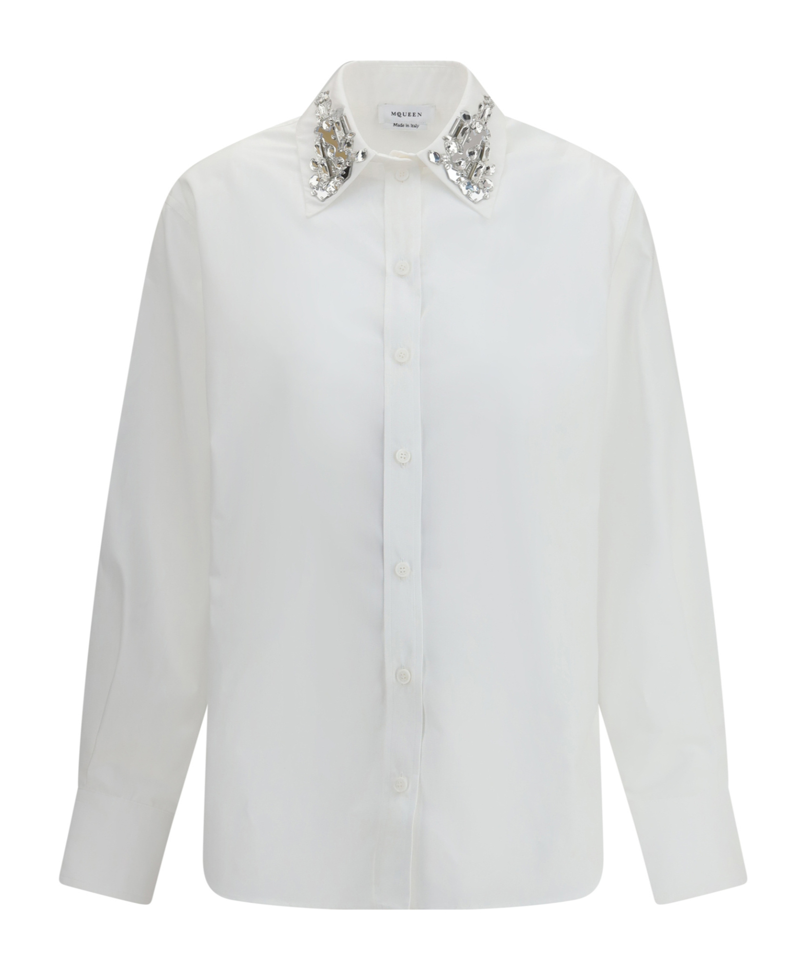 Alexander Mcqueen Long Sleeved Embellished Collar Shirt In White