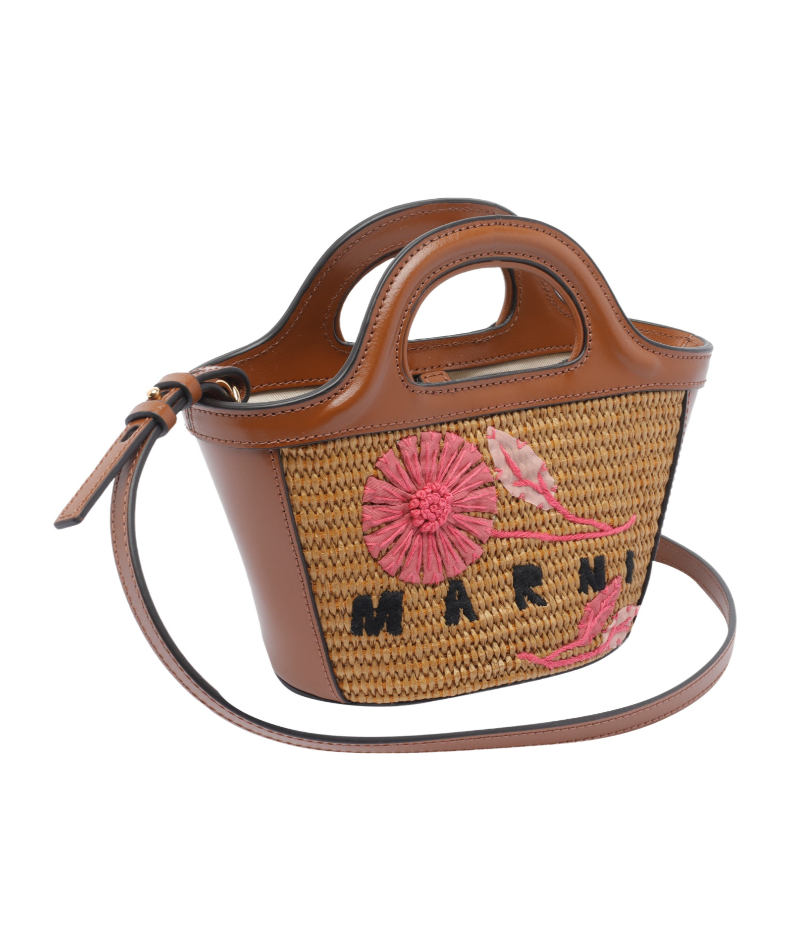 Marni Tropicalia Floral-embroidered Woven Clutch Bag In Multi