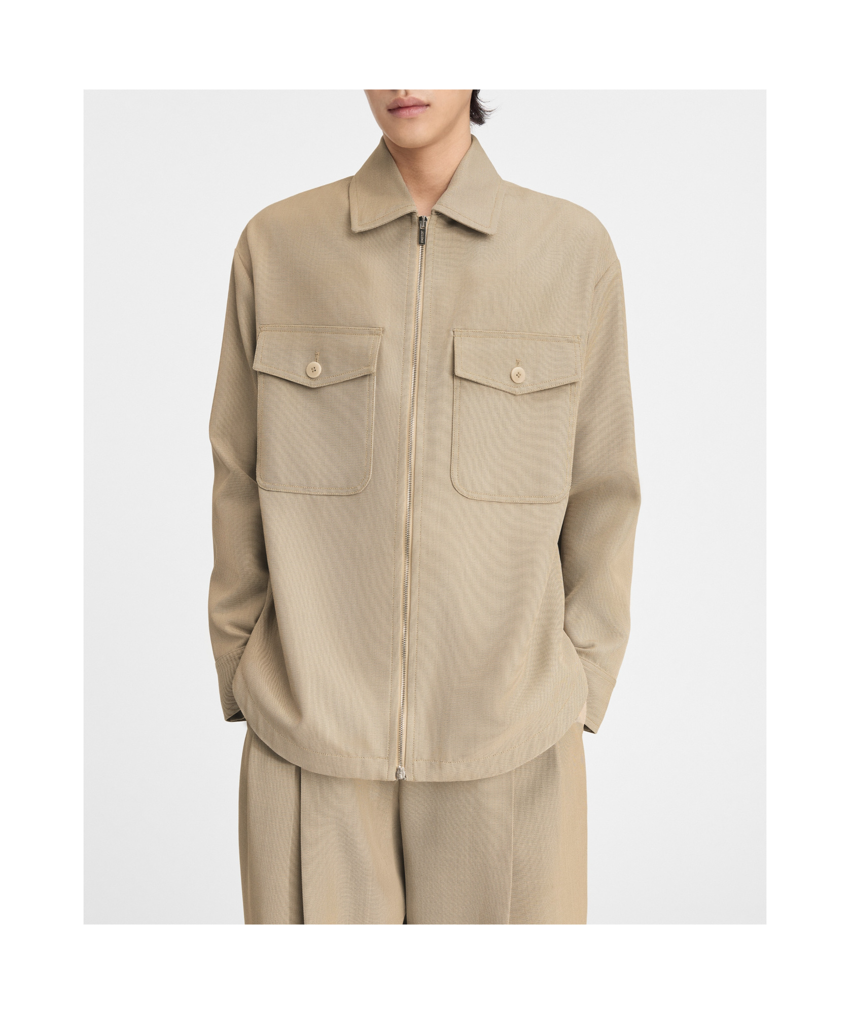Jacquemus Zippered Shirt Jacket In Nude