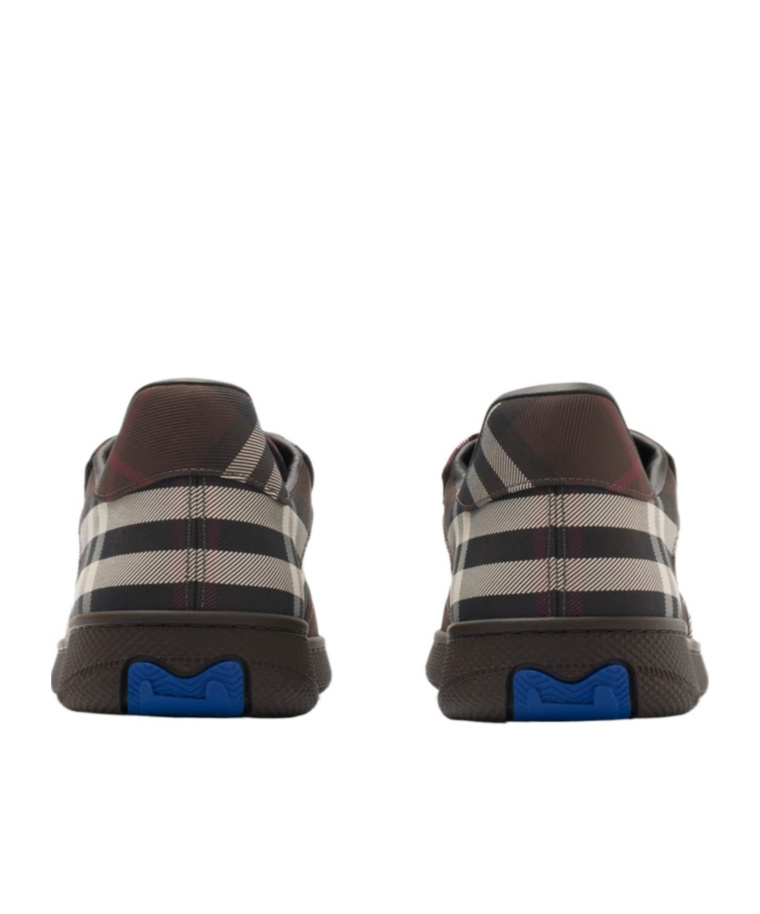Burberry Check-pattern Lace-up Sneakers In Brown