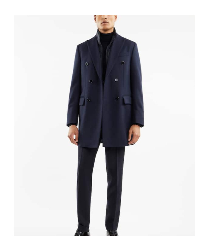 Fay Double-breasted Wool Double Coat In Black