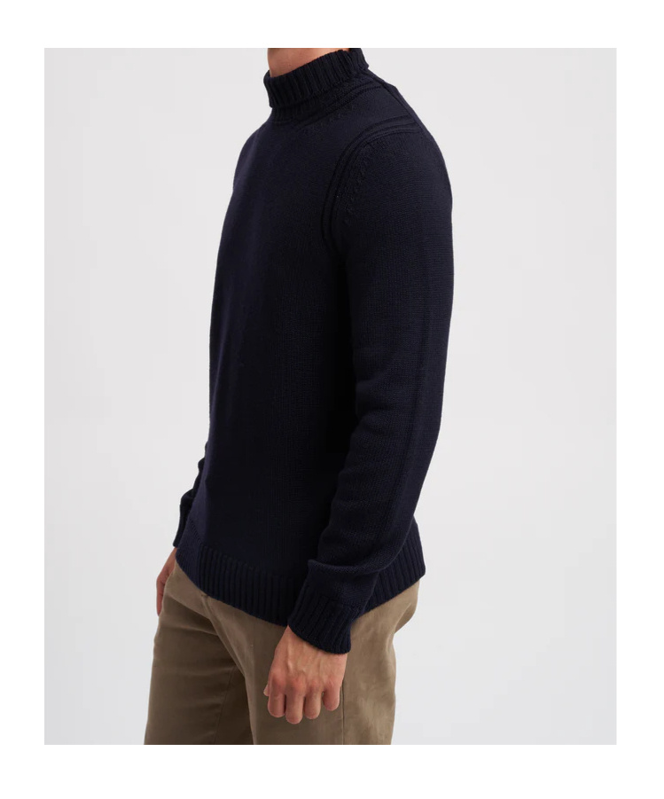 Dondup High Ribbed Turtleneck Black Wool Sweater In Black