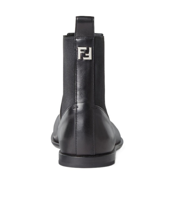 Fendi Ff Squared Nappa Leather Chelsea Boots In Black