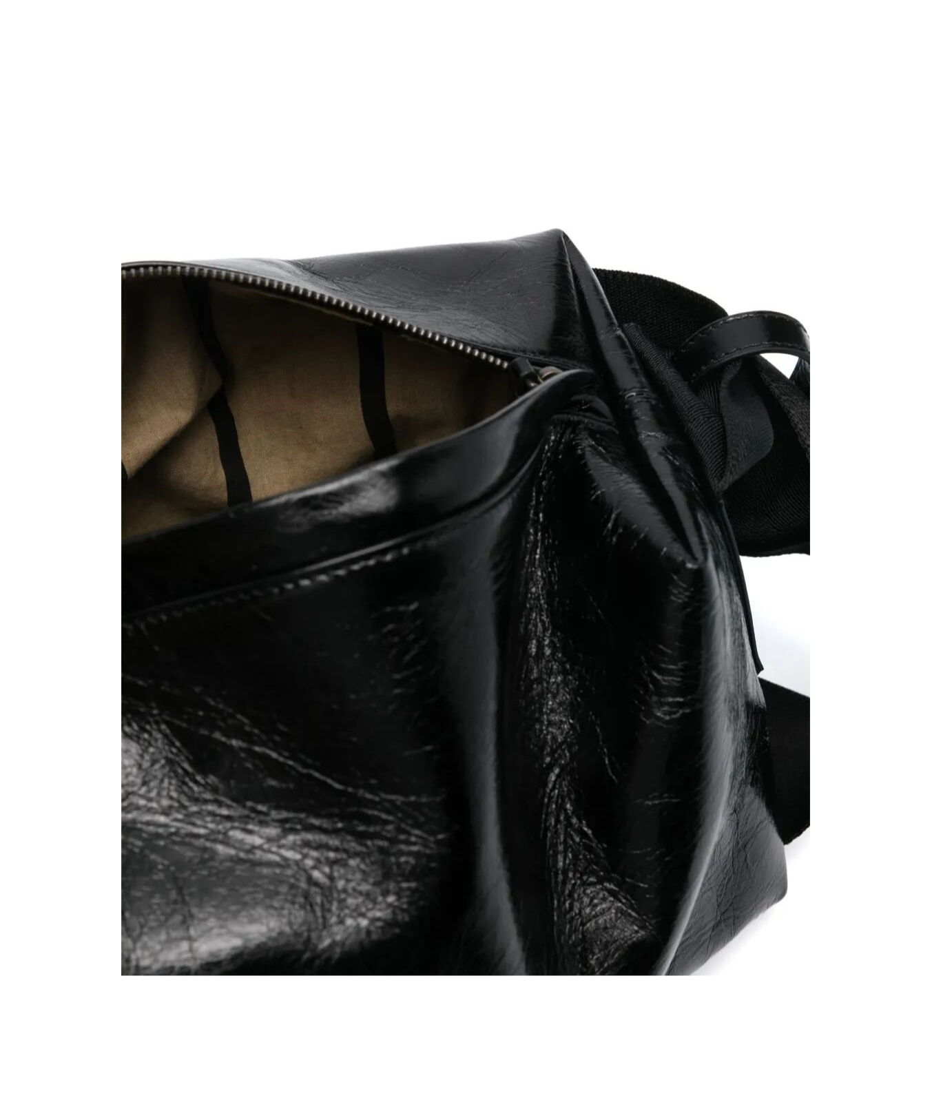 Uma Wang Black Leather Medium Shoulder Bag In Black