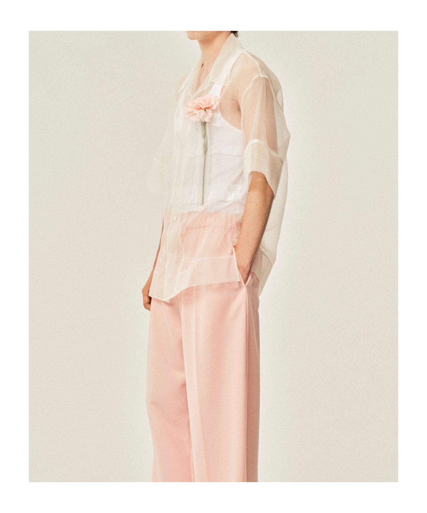 Simone Rocha Carnation Pocket Boxy Shirt In Ivory