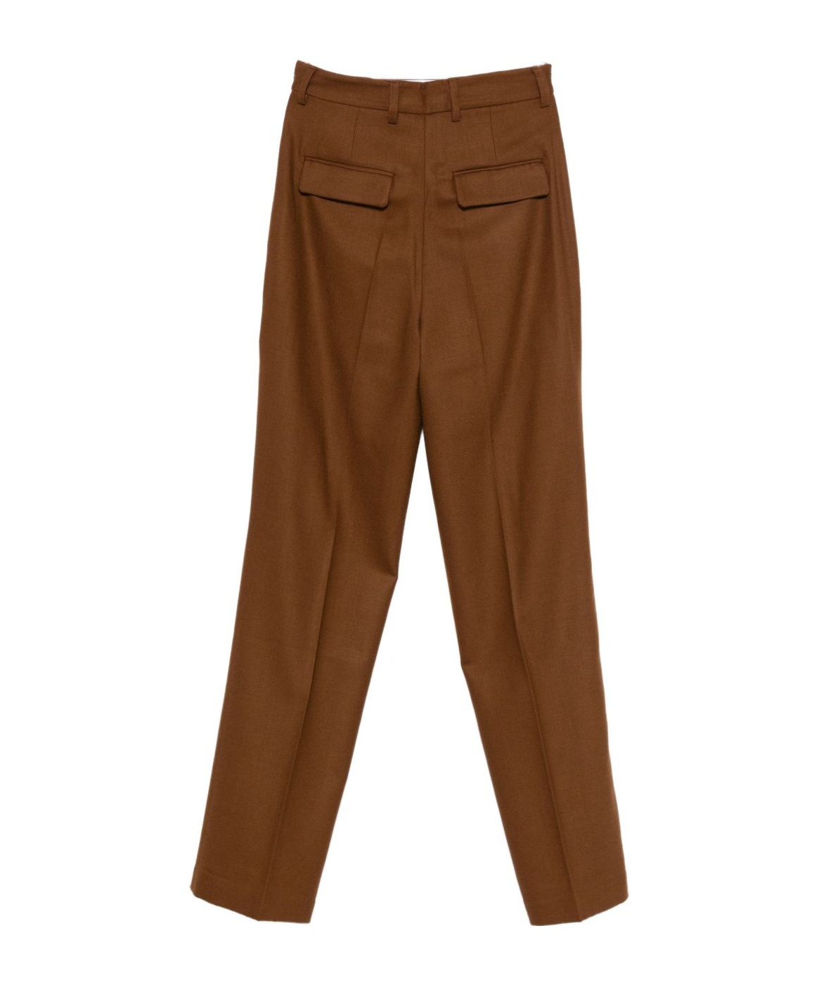 Semicouture Tailored Straight-leg Pants With Mid-rise Waist In Brown
