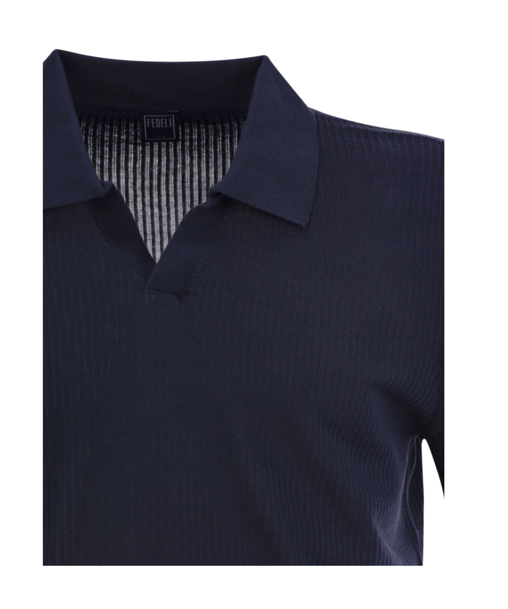 Fedeli Giza Cotton Short-sleeved Polo Shirt In Black