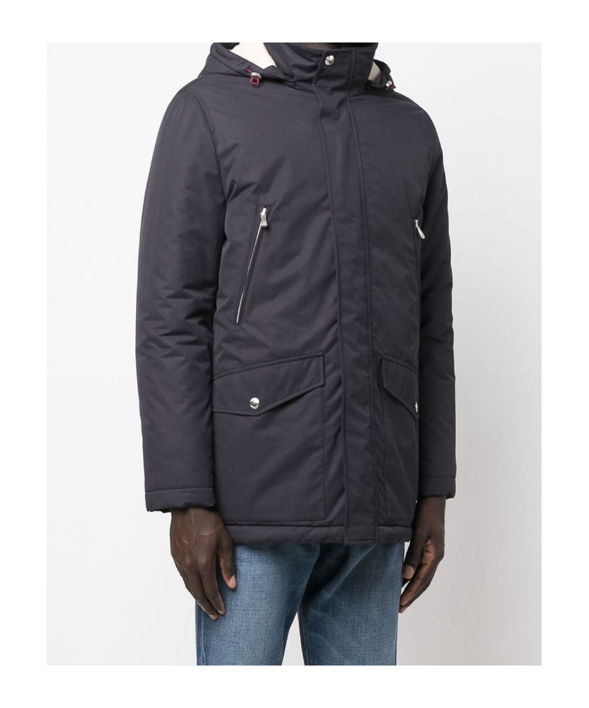 Brunello Cucinelli Detachable-hood Padded Jacket In Navy Blue