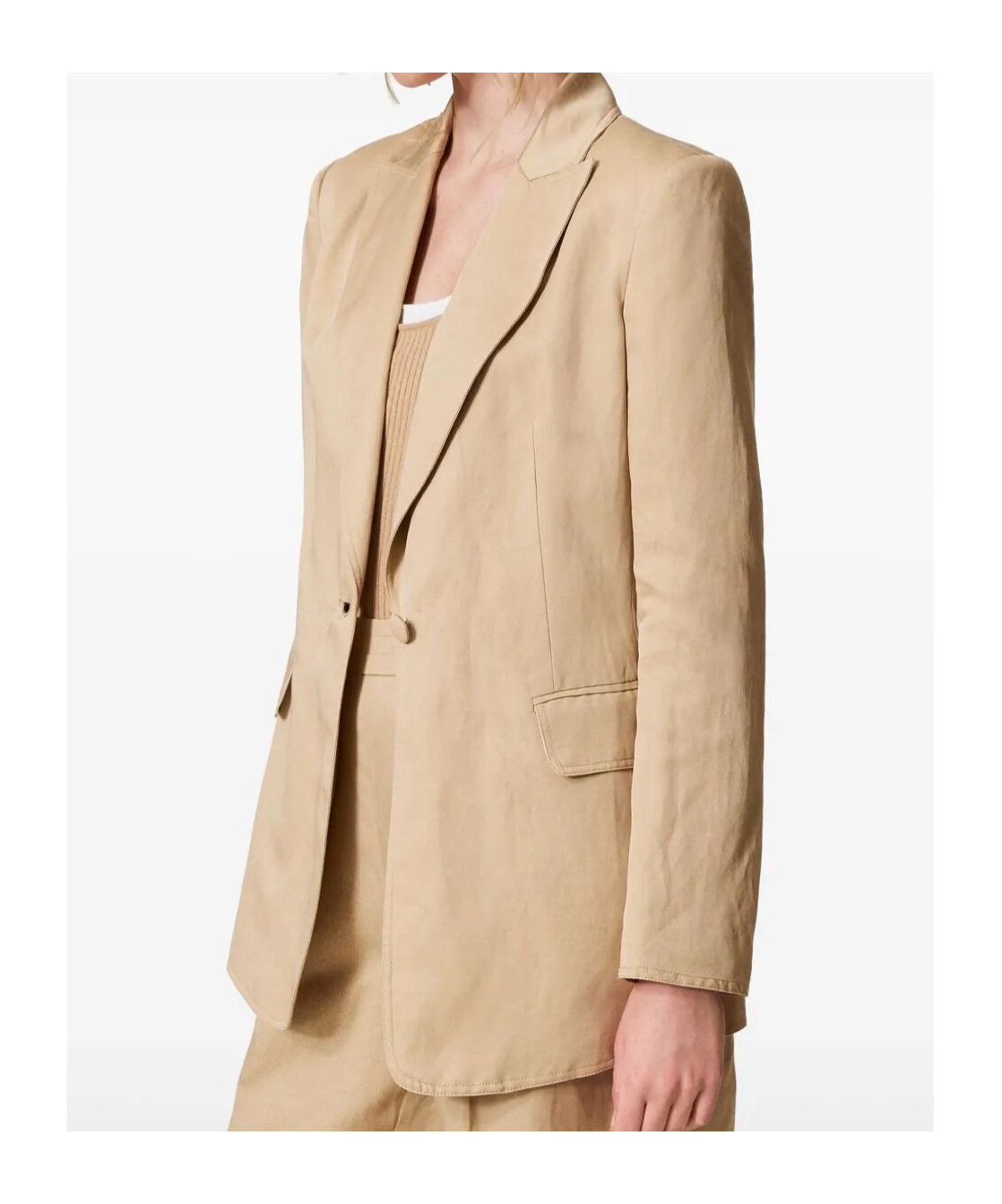 Shop Twinset Single-breasted Blazer In Nude