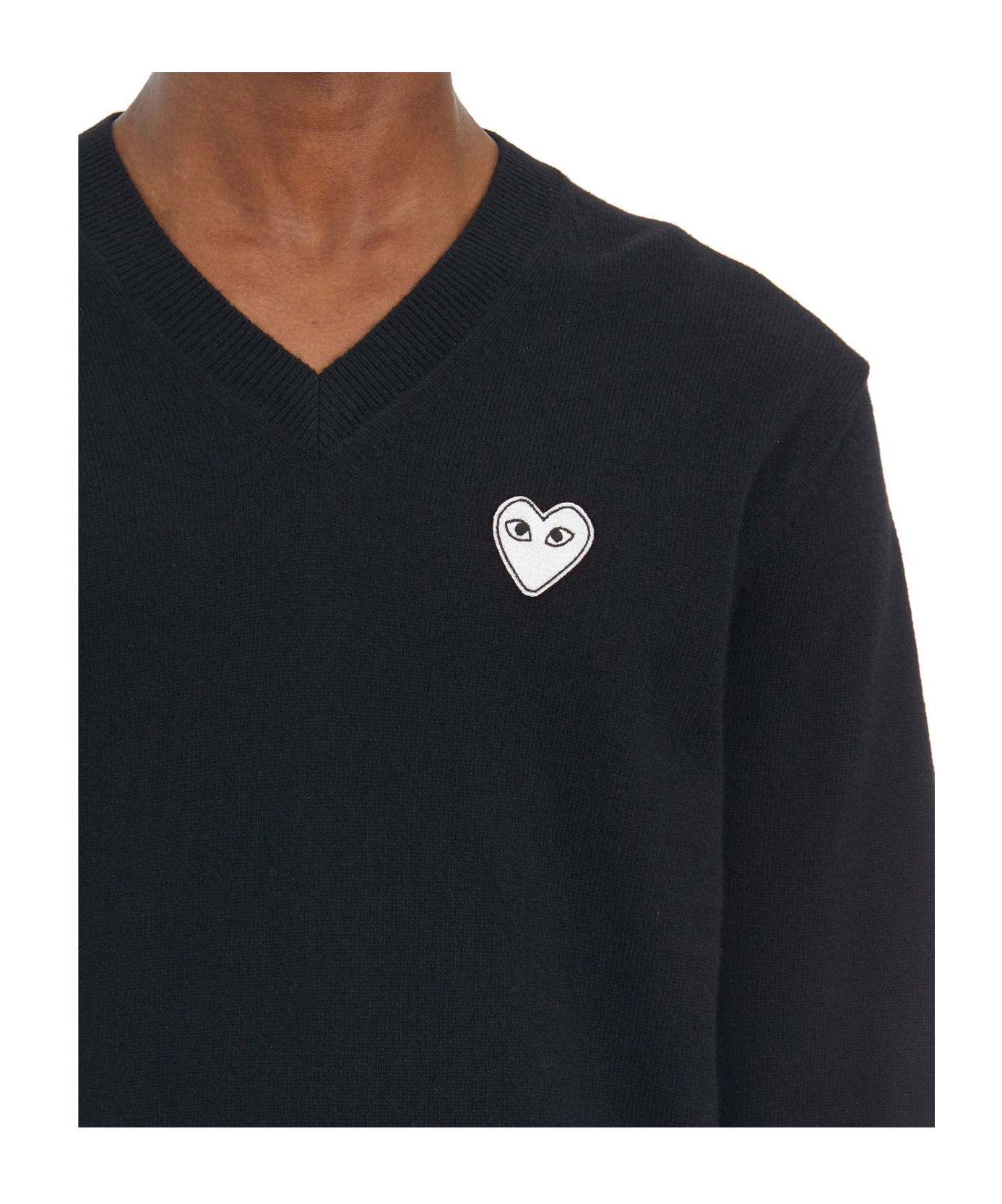Comme Des Garçons Play Heart-embroidered Sweater In Black