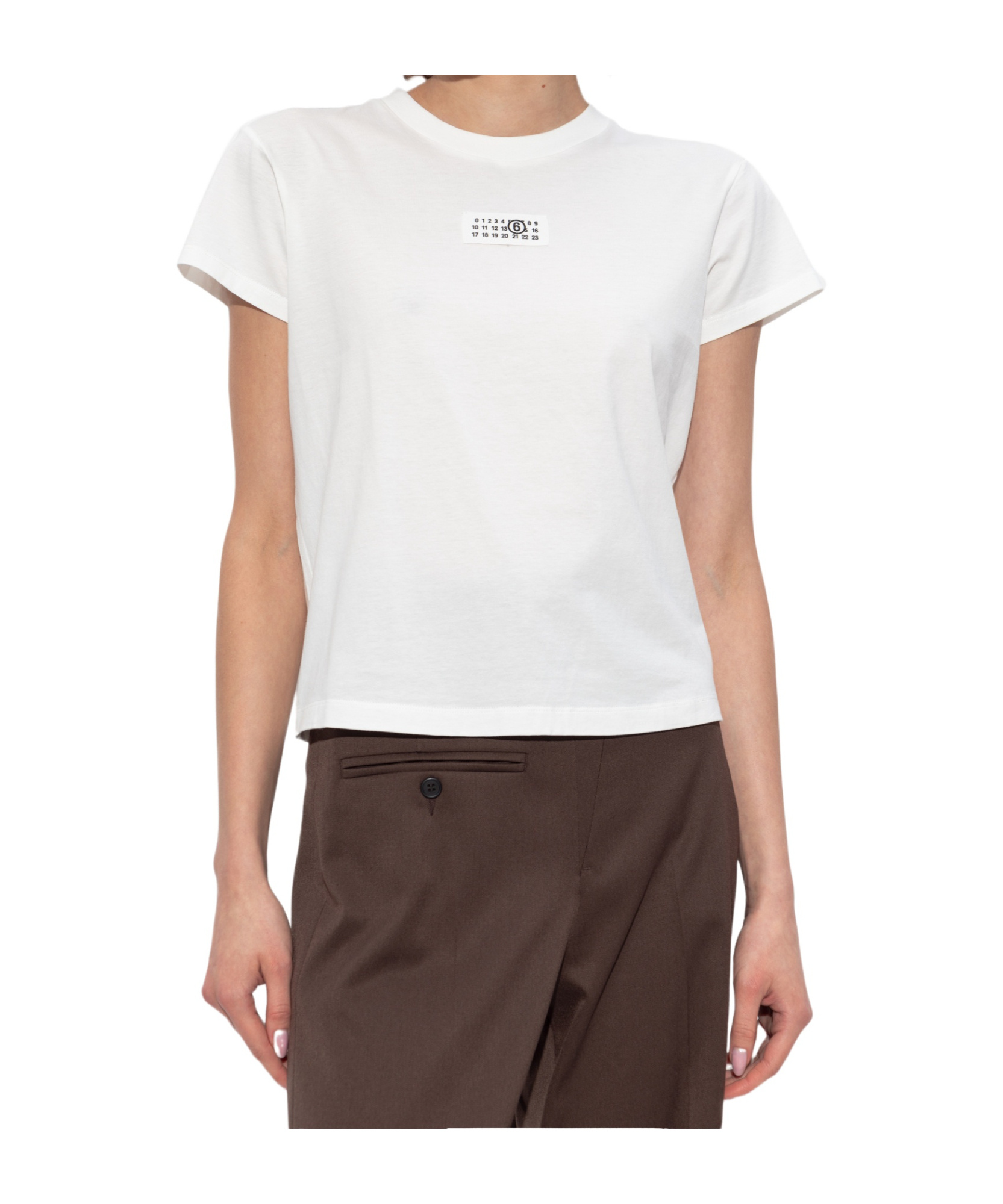 Mm6 Maison Margiela Numeric Cotton Jersey T-shirt In White