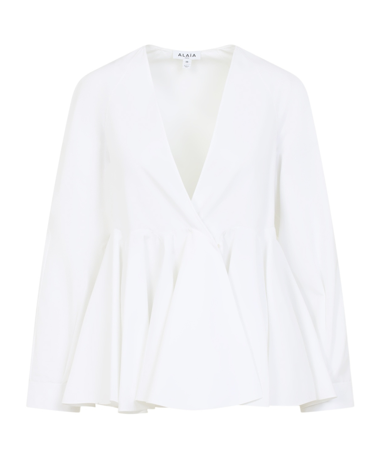 Alaïa Flare Cotton Shirt Pleated Hem In White