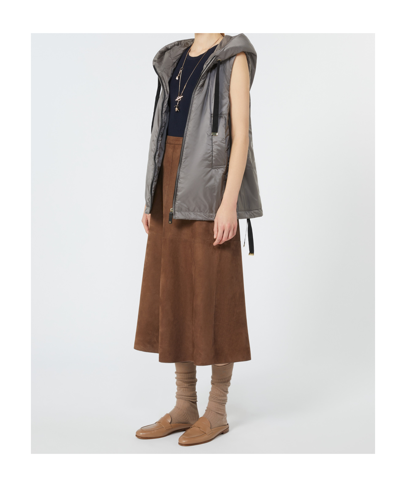 Max Mara Water-repellent Gilet In Gray