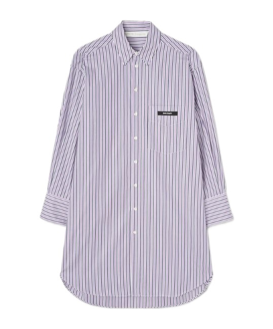 Palm Angels Logo Patch Striped Shirt In Purple