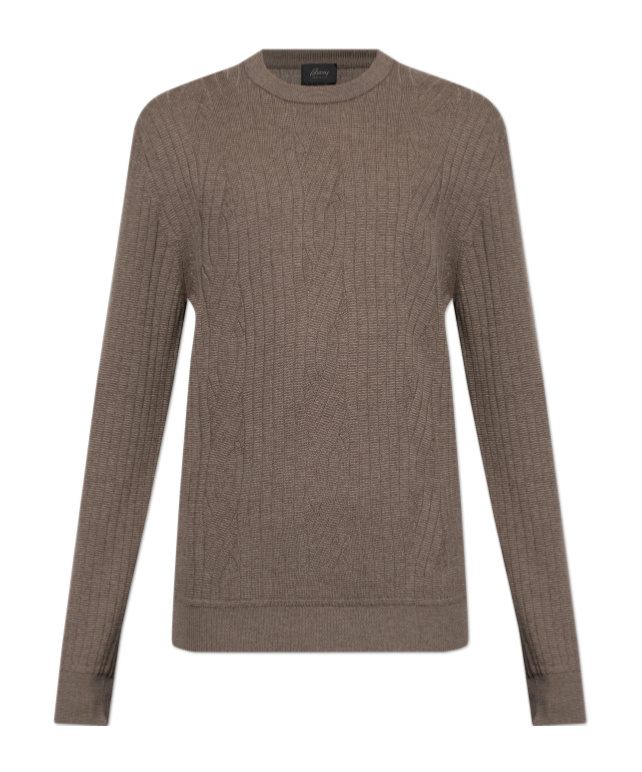 Brioni Ribbed And Braid Sweater Sweaters And Cardigans Brown In Brown