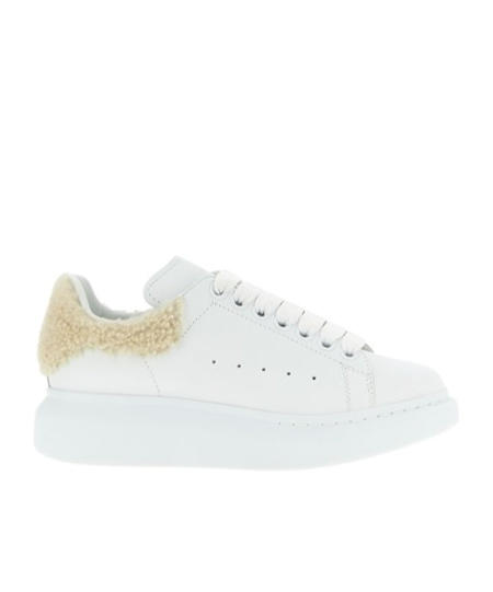 Alexander Mcqueen Mcqueen Oversize Genuine Shearling Trim Sneaker In White